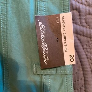 NWT Eddie Bauer ankle pants. Size 20 Tall. Slightly curvy/slim fit. Teal color.